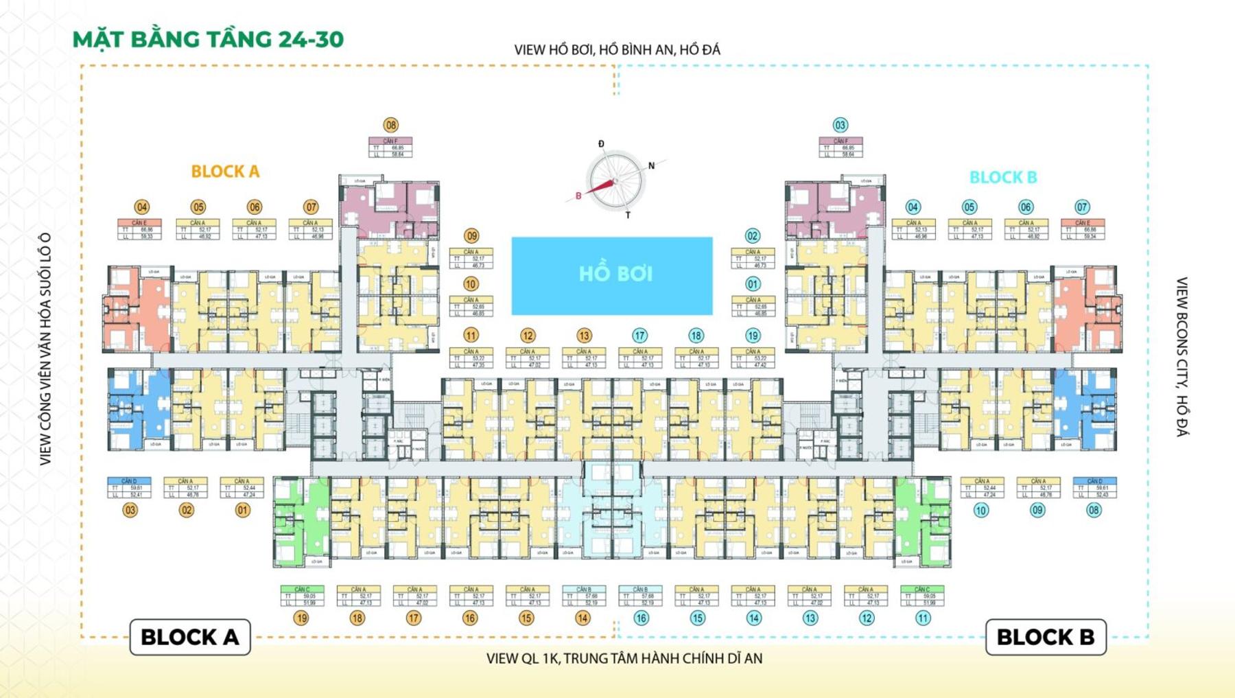 Mặt bằng & thiết kế dự án Bcons Aria