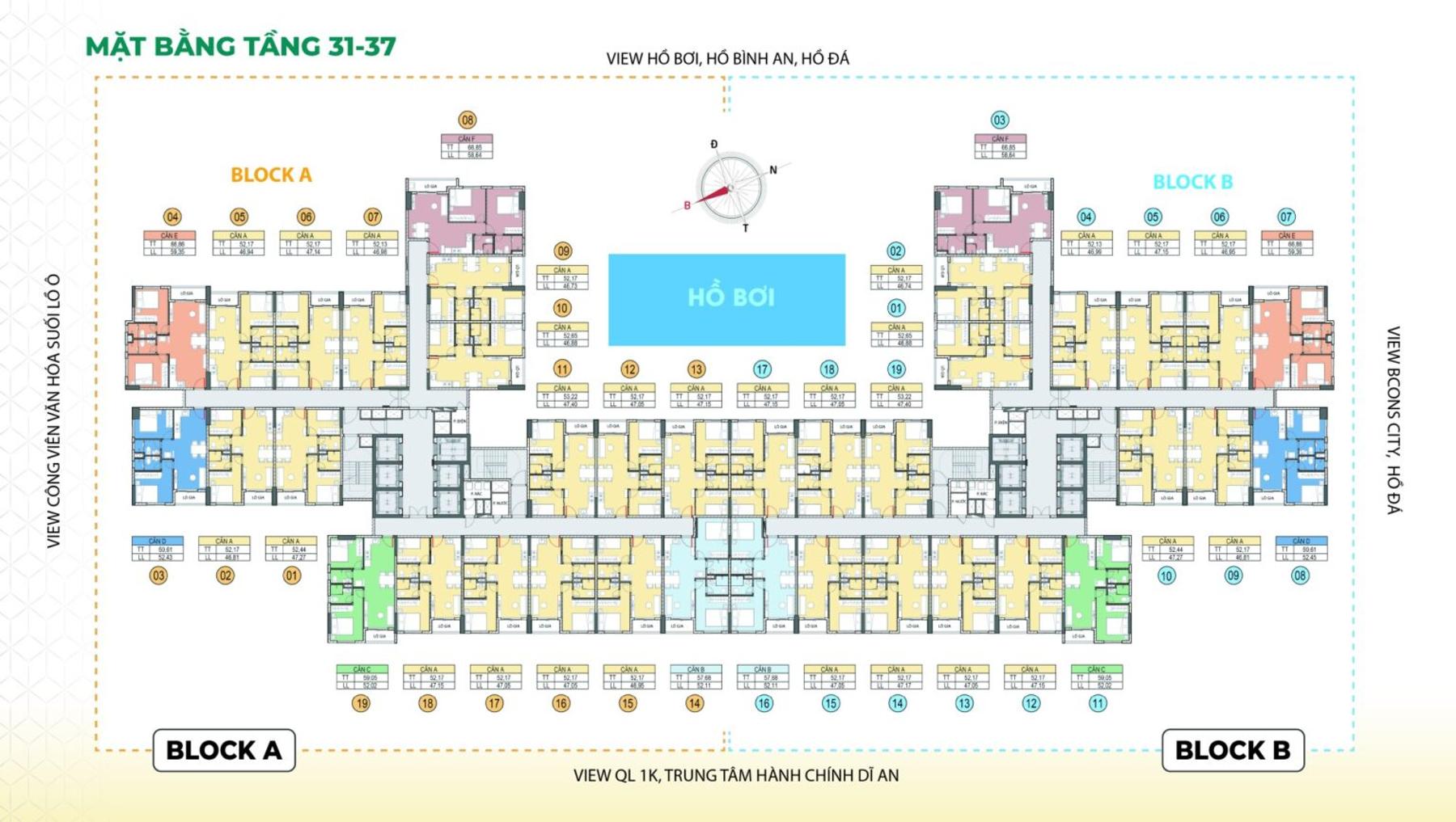 Mặt bằng & thiết kế dự án Bcons Aria