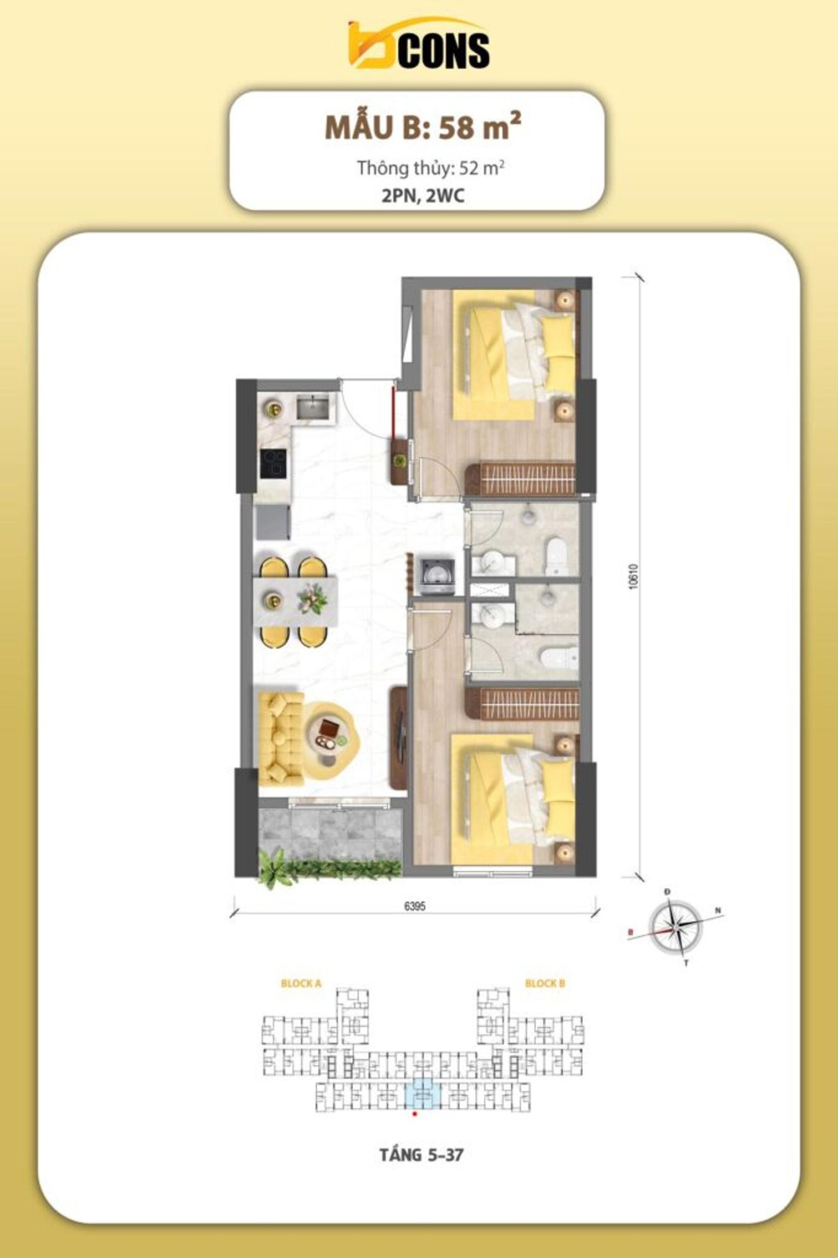 Mặt bằng & thiết kế dự án Bcons Aria