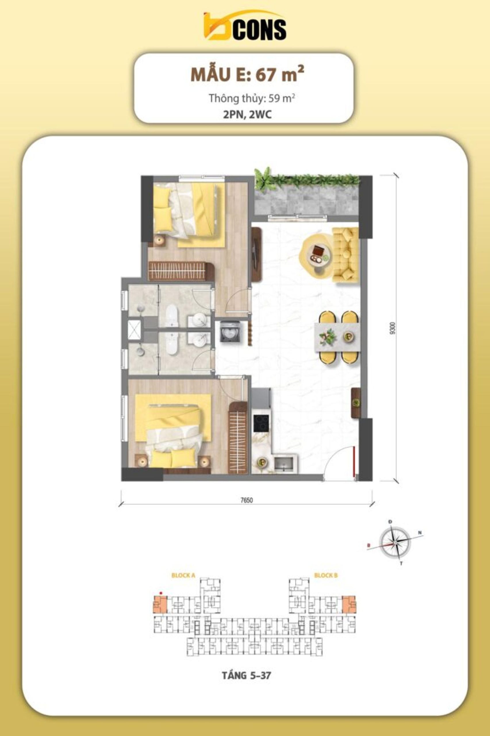 Mặt bằng & thiết kế dự án Bcons Aria