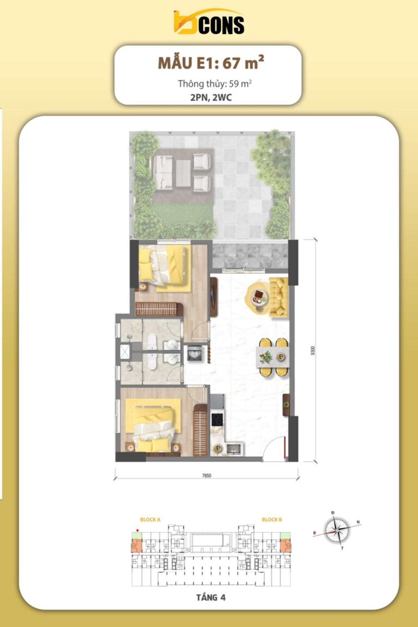 Mặt bằng & thiết kế dự án Bcons Aria