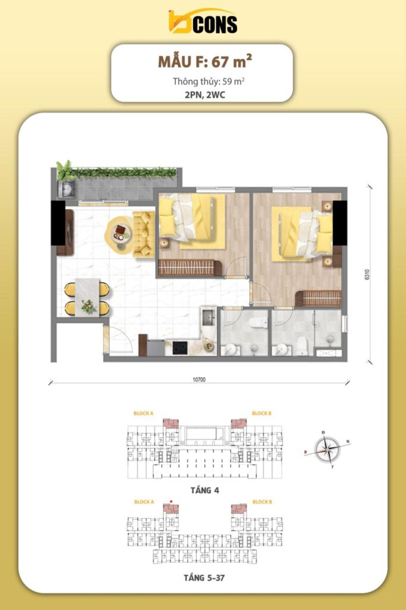 Mặt bằng & thiết kế dự án Bcons Aria