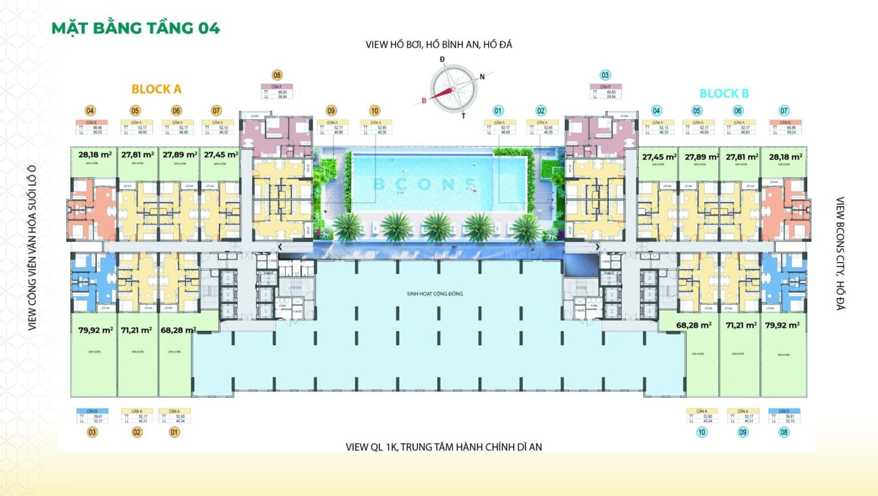 Mặt bằng & thiết kế dự án Bcons Aria