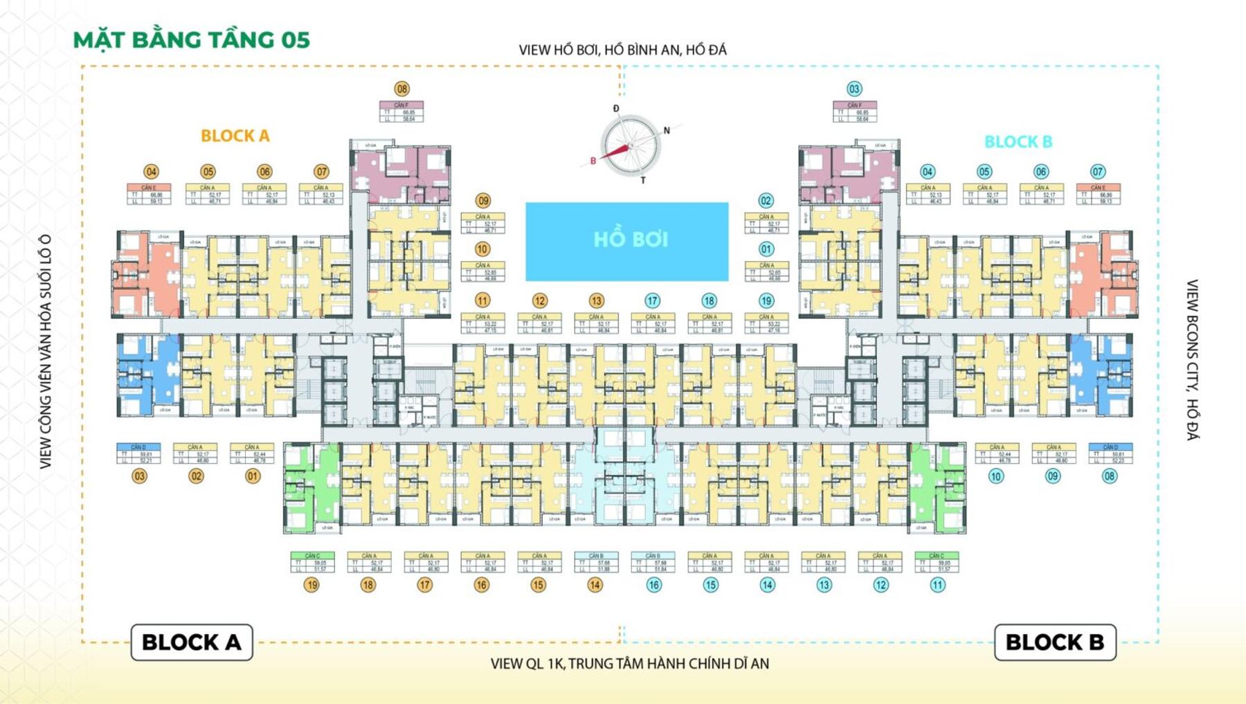 Mặt bằng & thiết kế dự án Bcons Aria