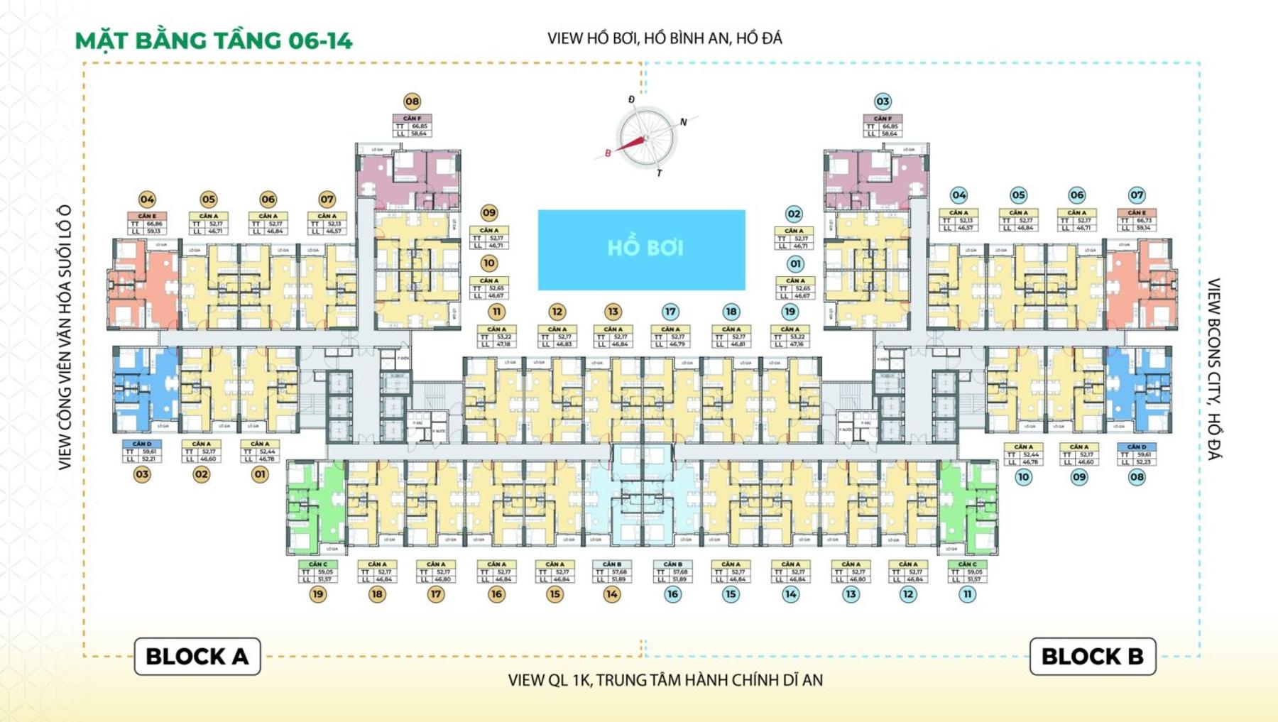 Mặt bằng & thiết kế dự án Bcons Aria
